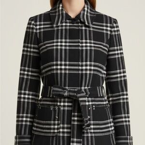 Jones New York Black and Cream Plaid Top
